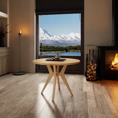 Streamdale Furniture Streamdale Mid-century Modern Round Dining Table - Oak Veneer