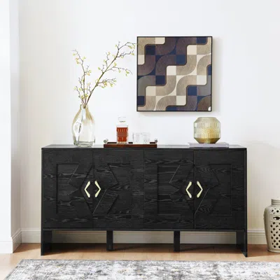 Streamdale Furniture Streamdale Mid-century Modern Sideboard Buffet Cabinet - 60" Black