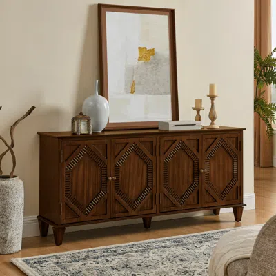 Streamdale Furniture Streamdale Mid Century Modern Sideboard Buffet Cabinet - Walnut