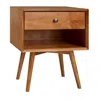 Streamdale Furniture Streamdale Mid-century Modern Single-drawer Solid Wood Nightstand - Caramel