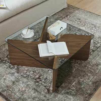 Streamdale Furniture Streamdale Mid-century Modern Square Glass Coffee Table