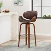 Streamdale Furniture Streamdale Mid-century Modern Swivel Bar Stool With Bentwood Frame