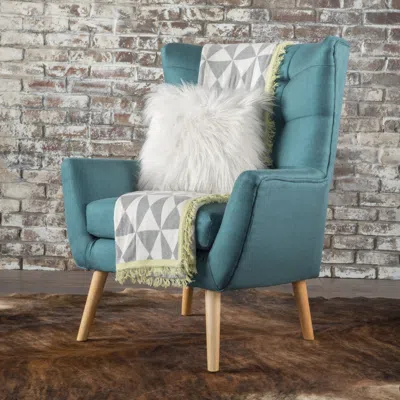 Streamdale Furniture Streamdale Mid-century Modern Tufted Armchair With Rubberwood Legs