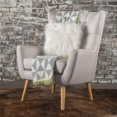 Streamdale Furniture Streamdale Mid-century Modern Tufted Club Chair With Rubberwood Legs In Gray