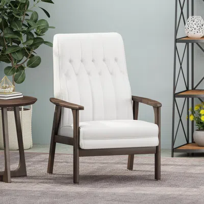 Streamdale Furniture Streamdale Mid Century Modern Upholstered Accent Chair In White