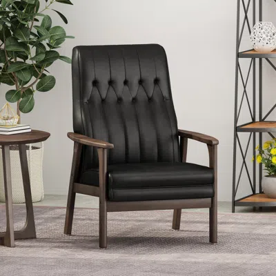 Streamdale Furniture Streamdale Mid Century Modern Upholstered Accent Chair In Black