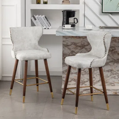 Streamdale Furniture Streamdale Mid-century Modern Upholstered Counter Stool With Wingback And Nailhead Trim