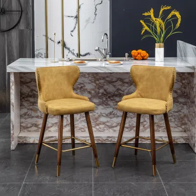 Streamdale Furniture Streamdale Mid-century Modern Upholstered Counter Stool With Wingback And Nailhead Trim