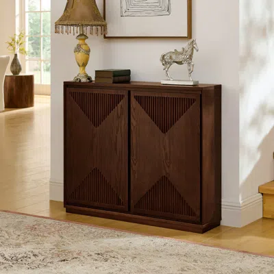 Streamdale Furniture Streamdale Mid Century Modern V-shape Storage Cabinet - Dark Walnut In Brown
