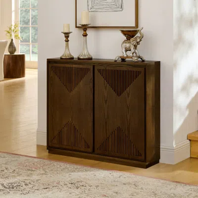 Streamdale Furniture Streamdale Mid Century Modern V-shape Storage Cabinet, Brown