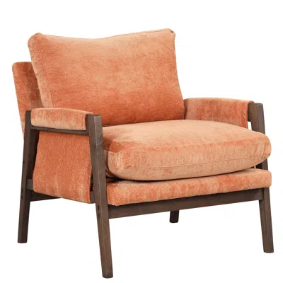 Streamdale Furniture Streamdale Mid-century Modern Velvet Accent Chair In Orange
