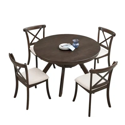 Streamdale Furniture Streamdale Mid-century Modern Wood Dining Set (table + 4 Chairs)