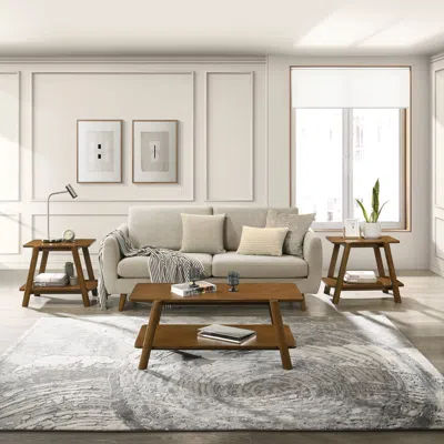 Streamdale Furniture Streamdale Mid-century Modern Wood Shelf 3-piece Coffee Table Set