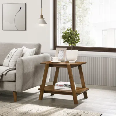 Streamdale Furniture Streamdale Mid-century Modern Wood Shelf End Table In Brown