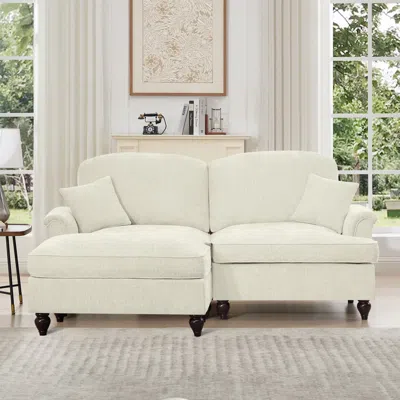 Streamdale Furniture Streamdale Mid Century Modular L Shaped Sofa With Ottoman In Neutral