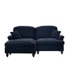 Streamdale Furniture Streamdale Mid Century Modular L-shaped Sofa With Ottoman, Blue In Blue