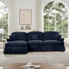 Streamdale Furniture Streamdale Mid Century Modular Sectional Sofa, Chenille, Ottoman, Blue In Blue