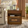 Streamdale Furniture Streamdale Mid Century Nightstand Charging Station Dark Walnut