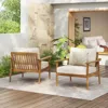 Streamdale Furniture Streamdale Mid-century Outdoor Lounge Chairs - Wood Frame & Cushions (set Of 2)