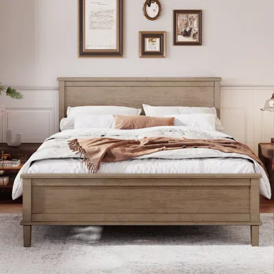 Streamdale Furniture Streamdale Mid-century Queen Platform Bed W/ Headboard, Brown