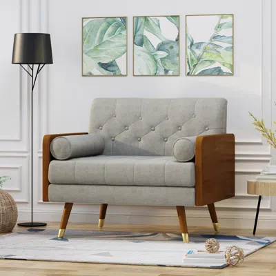 Streamdale Furniture Streamdale Mid-century Retro Club Chair With Button Tufting And Gold Legs