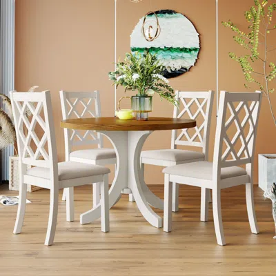 Streamdale Furniture Streamdale Mid-century Round Dining Table Set (5)