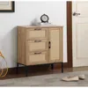 Streamdale Furniture Streamdale Mid-century Storage Cabinet: Rattan Doors, 3 Drawers, Adjustable Shelves In Brown