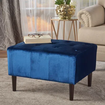Streamdale Furniture Streamdale Mid-century Tufted Ottoman - Velvet & Wood