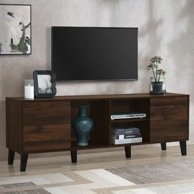Streamdale Furniture Streamdale Mid-century Tv Stand With Cabinets - Up To 70" Tv