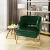 Streamdale Furniture Streamdale Mid Century Velvet Accent Chair In Emerald With Button Detailing