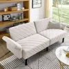 Streamdale Furniture Streamdale Mid-century Velvet Futon Sofa Bed With Adjustable Recliner And Durable Frame