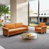 Streamdale Furniture Streamdale Mid-century Velvet Sofa And Armchair Set