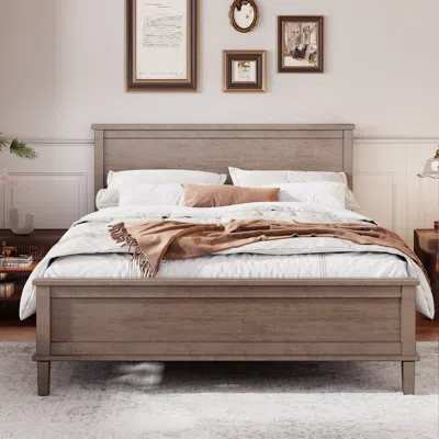 Streamdale Furniture Streamdale Mid-century Wood Platform Bed With Headboard, King, Brown