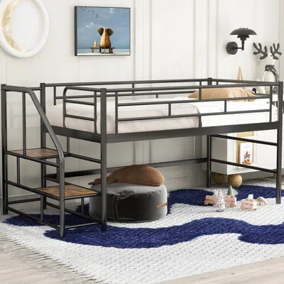 Streamdale Furniture Streamdale Mid Loft Bed With Storage Stairs