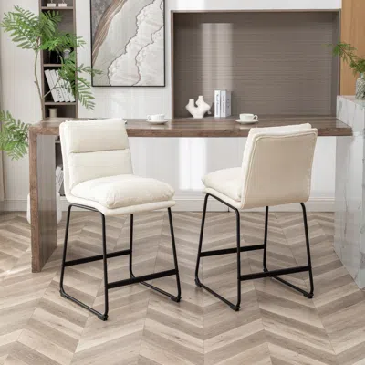 Streamdale Furniture Streamdale Milos Upholstered 26-inch Counter Height Stools, Set Of 2,vanilla White