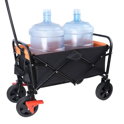 Streamdale Furniture Streamdale Mini Folding Wagon Garden Shopping Beach Cart (black+yellow+brake)