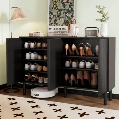 Streamdale Furniture Streamdale Minimalist 5-legged Shoe Cabinet With Fluted Doors
