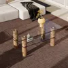 Streamdale Furniture Streamdale Minimalist Double-layer Glass Coffee Table & Desk Ct-x02