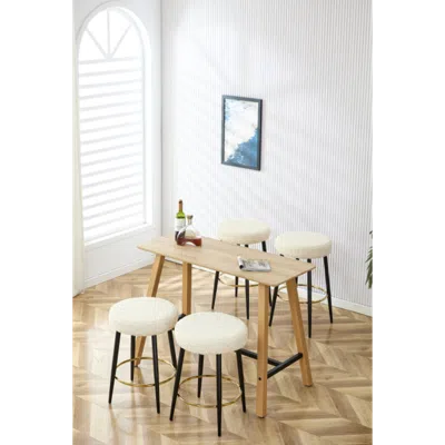 Streamdale Furniture Streamdale Minimalist Faux Leather Bar Stool With Gold Base In Brown