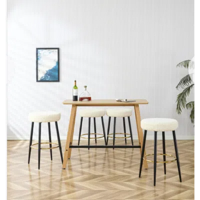 Streamdale Furniture Streamdale Minimalist Faux Leather Bar Stool With Golden Footrest In Neutral