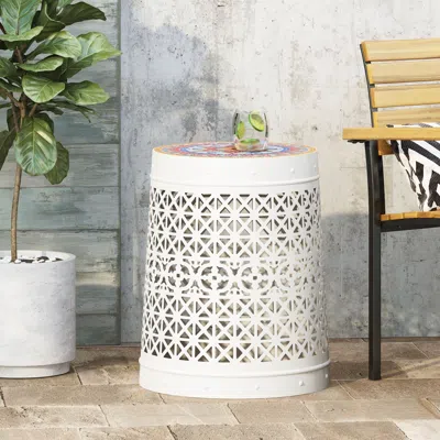Streamdale Furniture Streamdale Minimalist Mosaic Accent Table With Lace Cut Frame