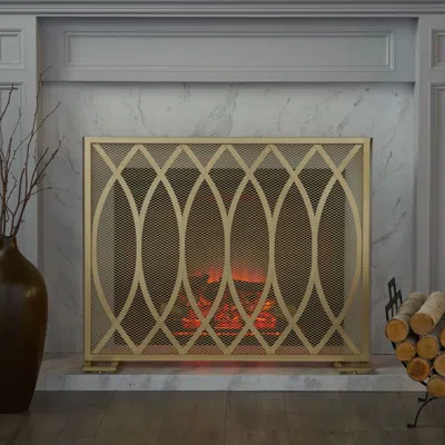 Streamdale Furniture Streamdale Minimalist Single Panel Fire Screen With Overlapping Lens Pattern