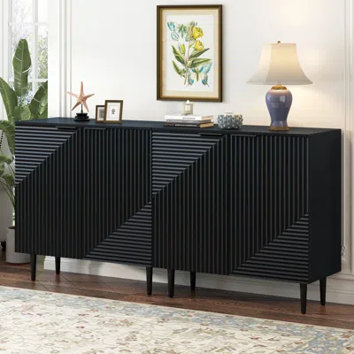 Streamdale Furniture Streamdale Mira 2-drawer Side Cabinets With Adjustable Shelves & Geometric Doors