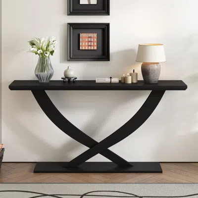Streamdale Furniture Streamdale Mira 57" Rustic Console Table With Cross-legs