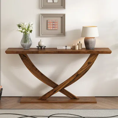 Streamdale Furniture Streamdale Mira 57" Rustic Console Table With Cross-legs
