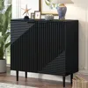 Streamdale Furniture Streamdale Mira Modern Side Cabinet With Adjustable Shelves, Geometric Design
