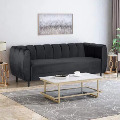 Streamdale Furniture Streamdale Miranda Velvet 3-seater Sofa In Black