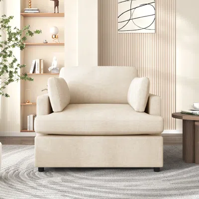 Streamdale Furniture Streamdale Mirod Oversized Accent Chair - Comfortable Armrest Cushions, Versatile Neutral Style, Ele
