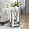 Streamdale Furniture Streamdale Mirror Round Table With Crystal Inlay