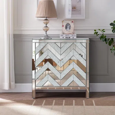 Streamdale Furniture Streamdale Mirror-trimmed Diamond Design Storage Cabinet For Any Room
